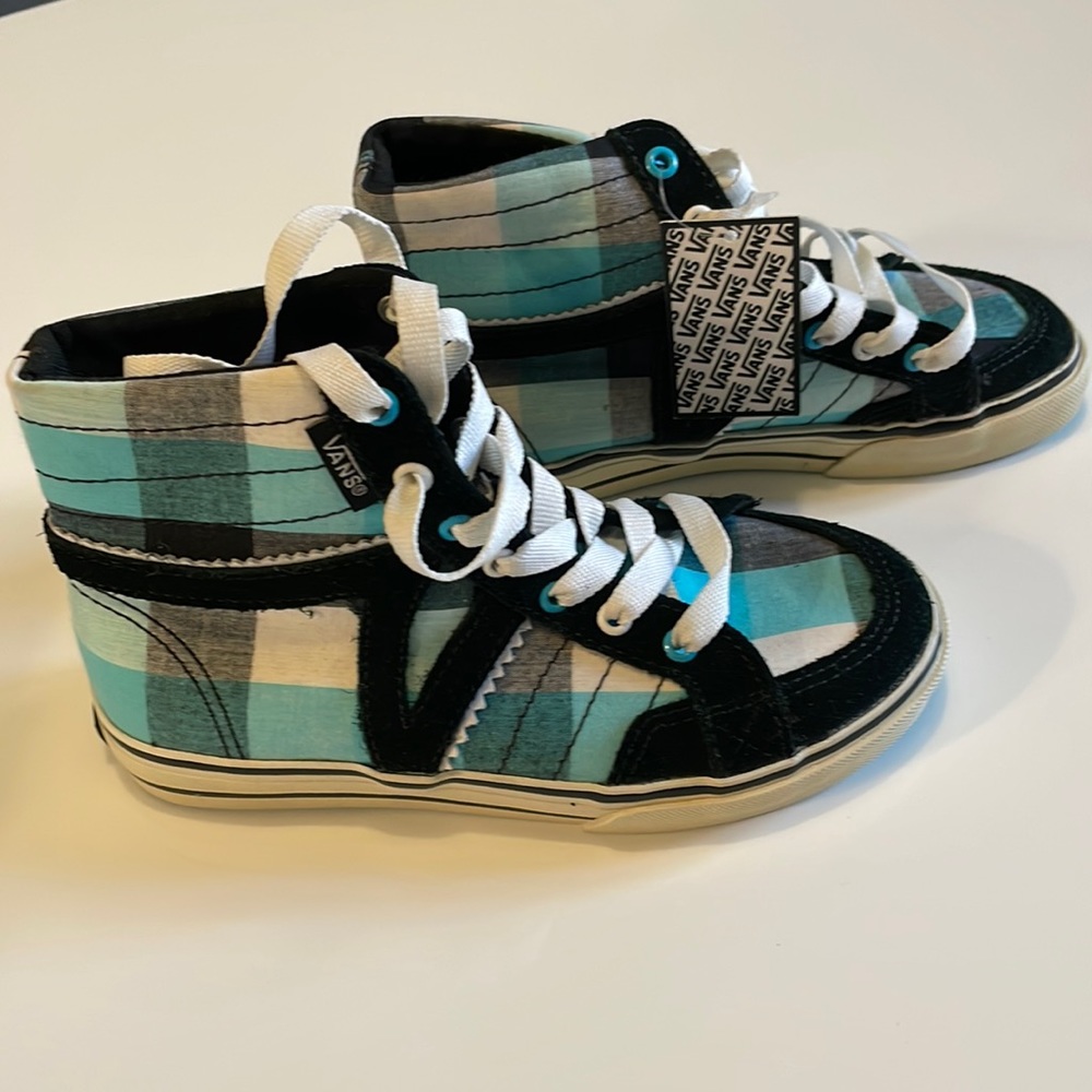 Vans Girls Size 11.5 Blue/Black Plaid